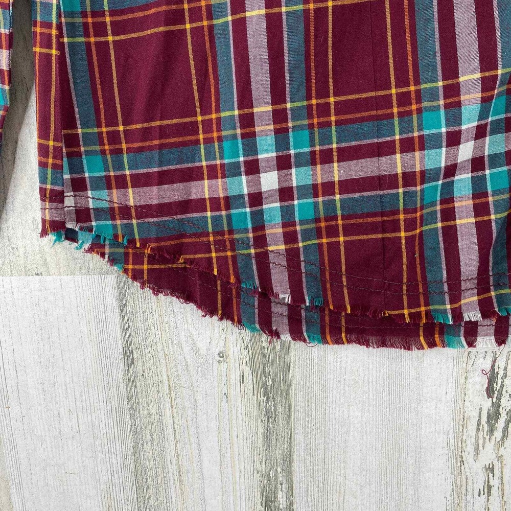 Wrangler Western Shirts Pearl Snap Men Medium Red Plaid Long Sleeve Cotton Blend - Picture 7 of 10